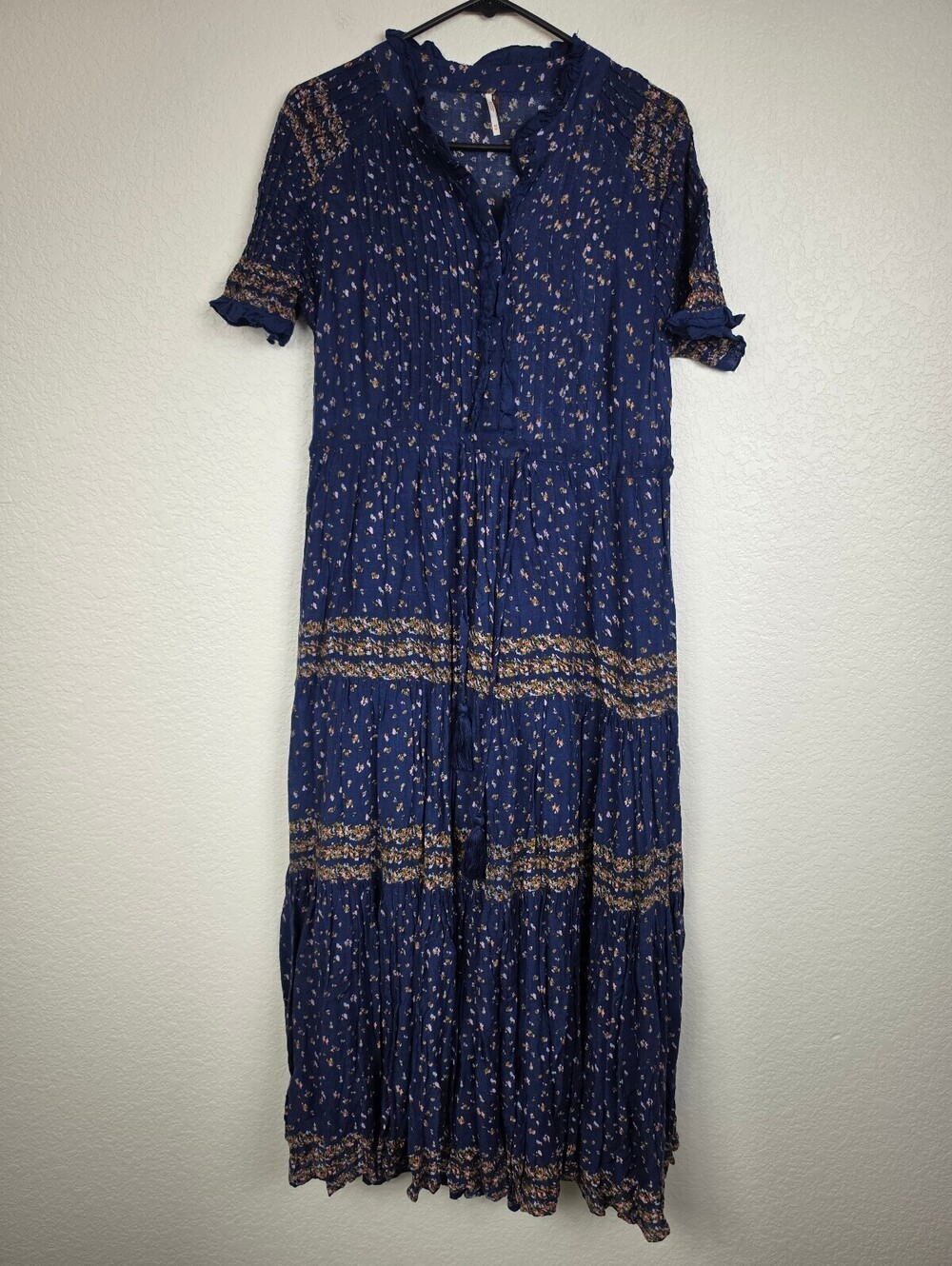 Free People Blue Floral Midi Dress Size Medium